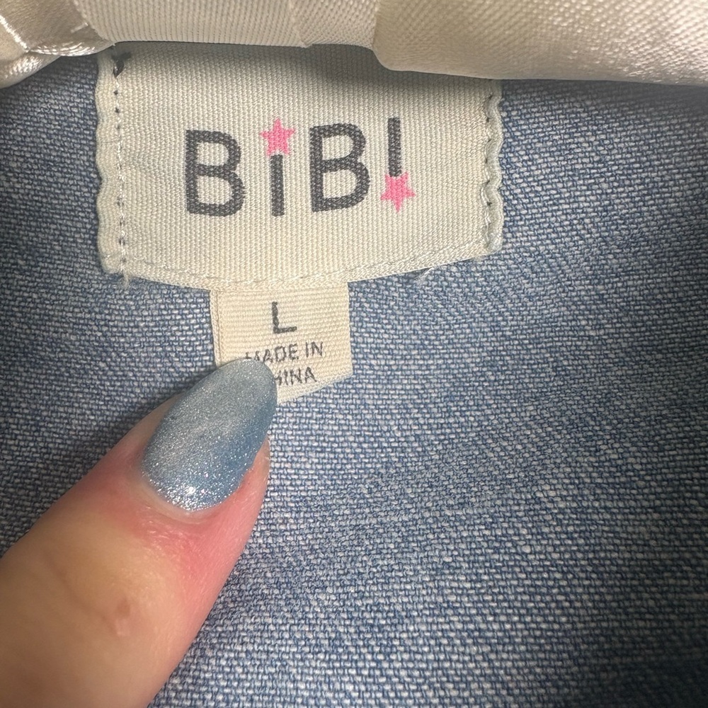 BIBI Western Pintuck Denim Jacket Y2K Acid Wash Cowgirl Cottagecore L - Picture 2 of 12